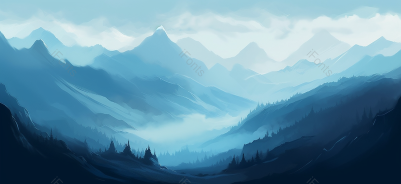 两山之间云涌手绘中国风意境水墨画背景,插画/手绘图,插画/手绘图库,插画/手绘图下载,插画/手绘